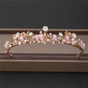 Gold Floral Pearl Fantasy Crown / Tiara Wedding Hair Accessory NWT